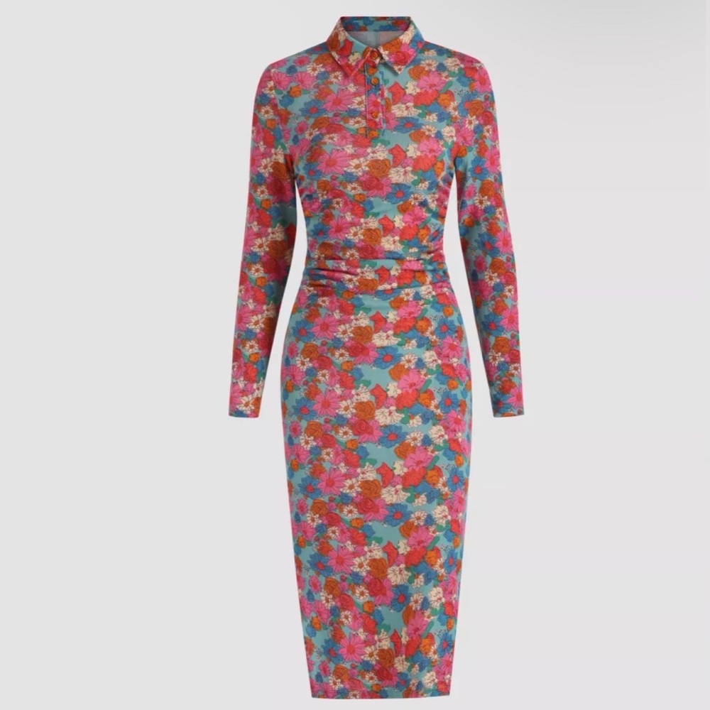 Floral All Over Print Bodycon Midi Dress
